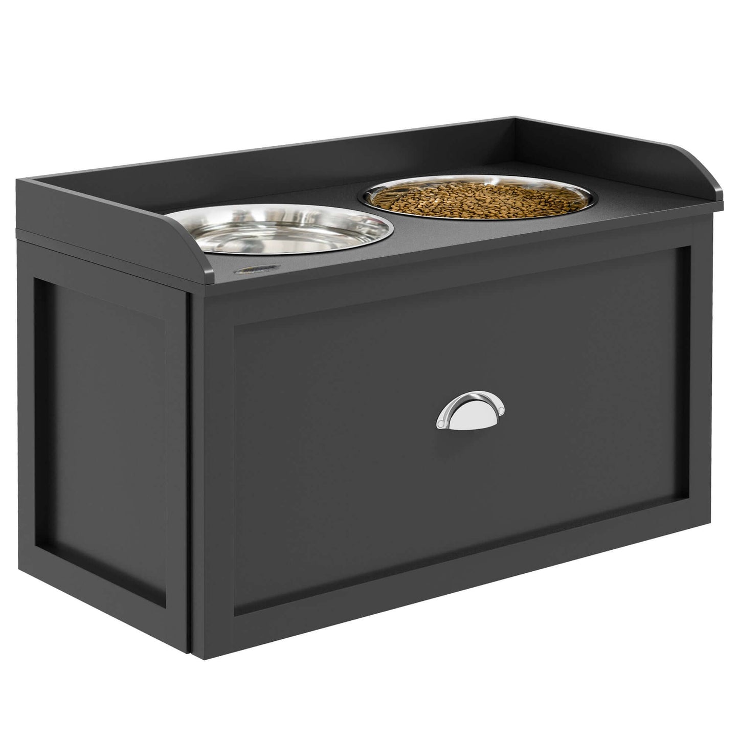 Dog Feeding Station with Storage Drawer, Cabinet, Black