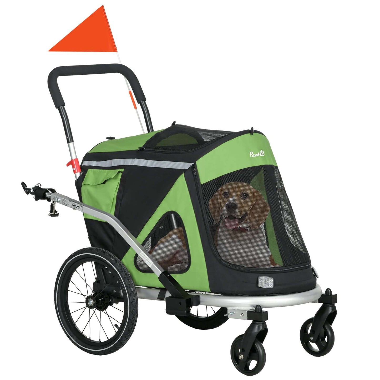 Aosom 2-in-1 Stroller & Bicycle Trailer for Small Dogs, Green