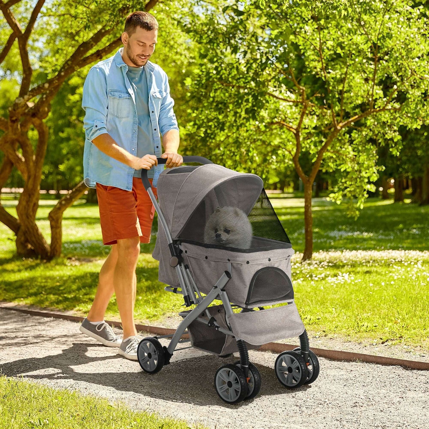 PawHut Dog Stroller for Small Dogs, Brown