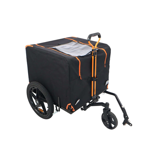 Foldable Bicycle Trailer for Medium Dogs, Orange & Black