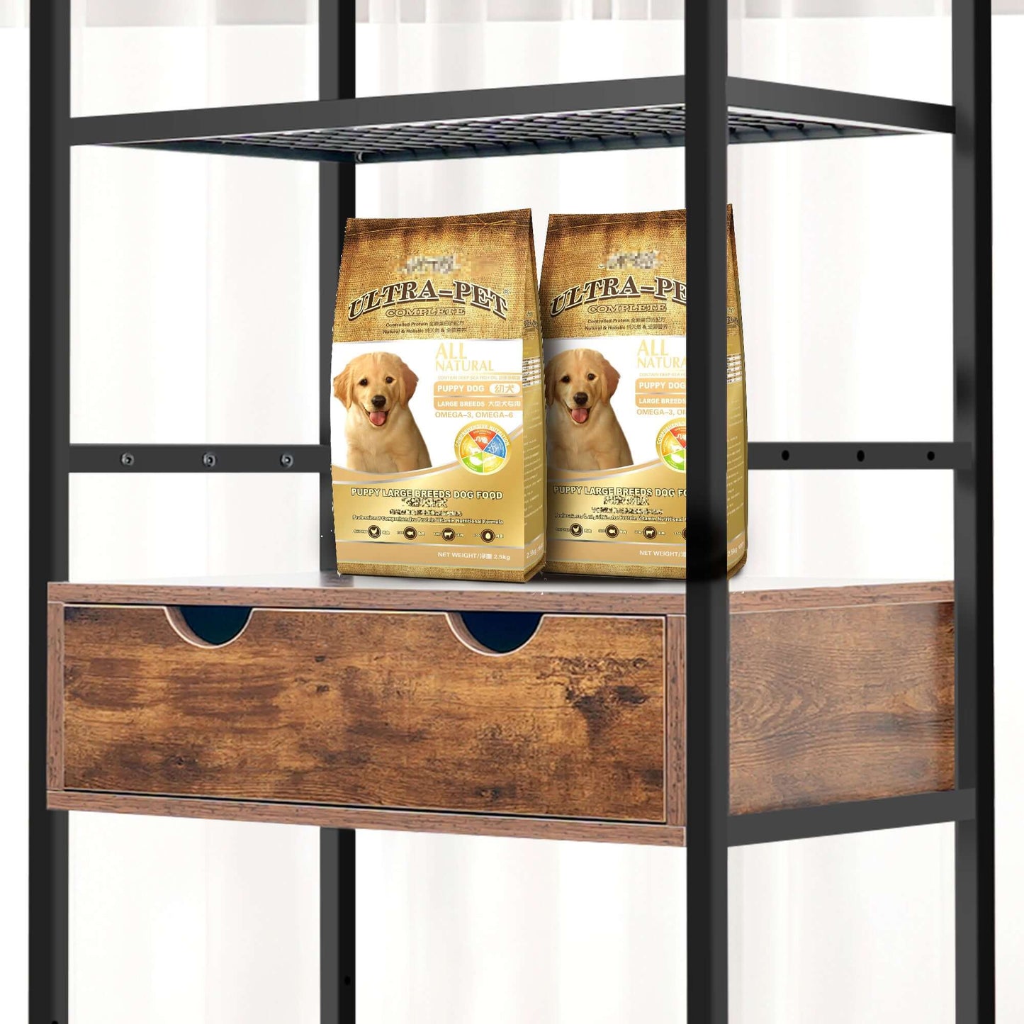 Feeding Station,3 Height Adjustable Raised Dog Bowls for Large and Medium Dogs, Storage with shelves - supdog