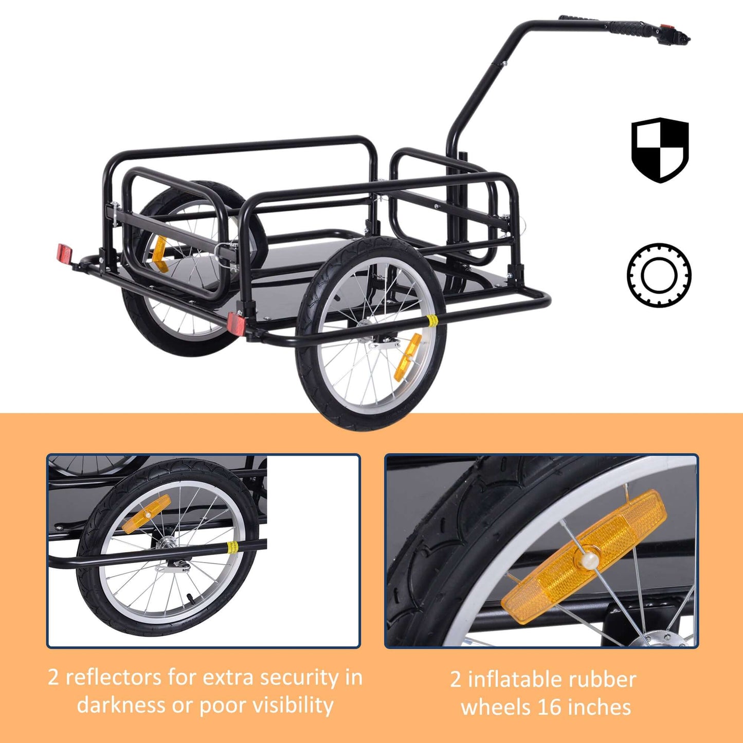 Aosom Foldable Bicycle Cargo Trailer, Black