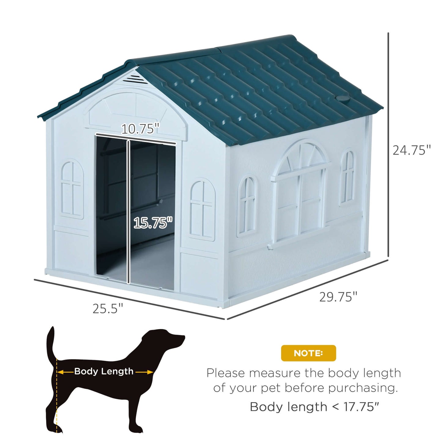 Plastic Dog House, Water Resistant for Medium and Small Dogs, Blue - supdog