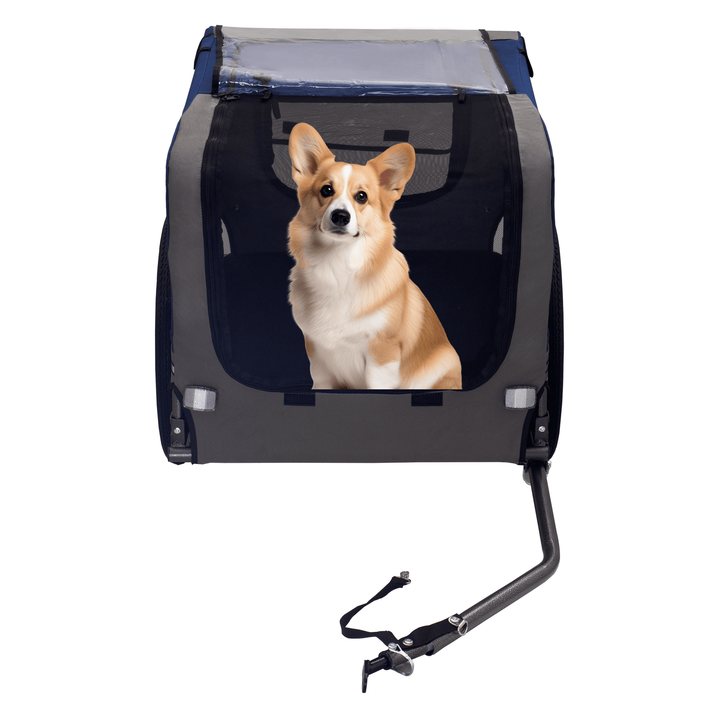 Foldable Bicycle Trailer for Large Dogs, Blue & Grey