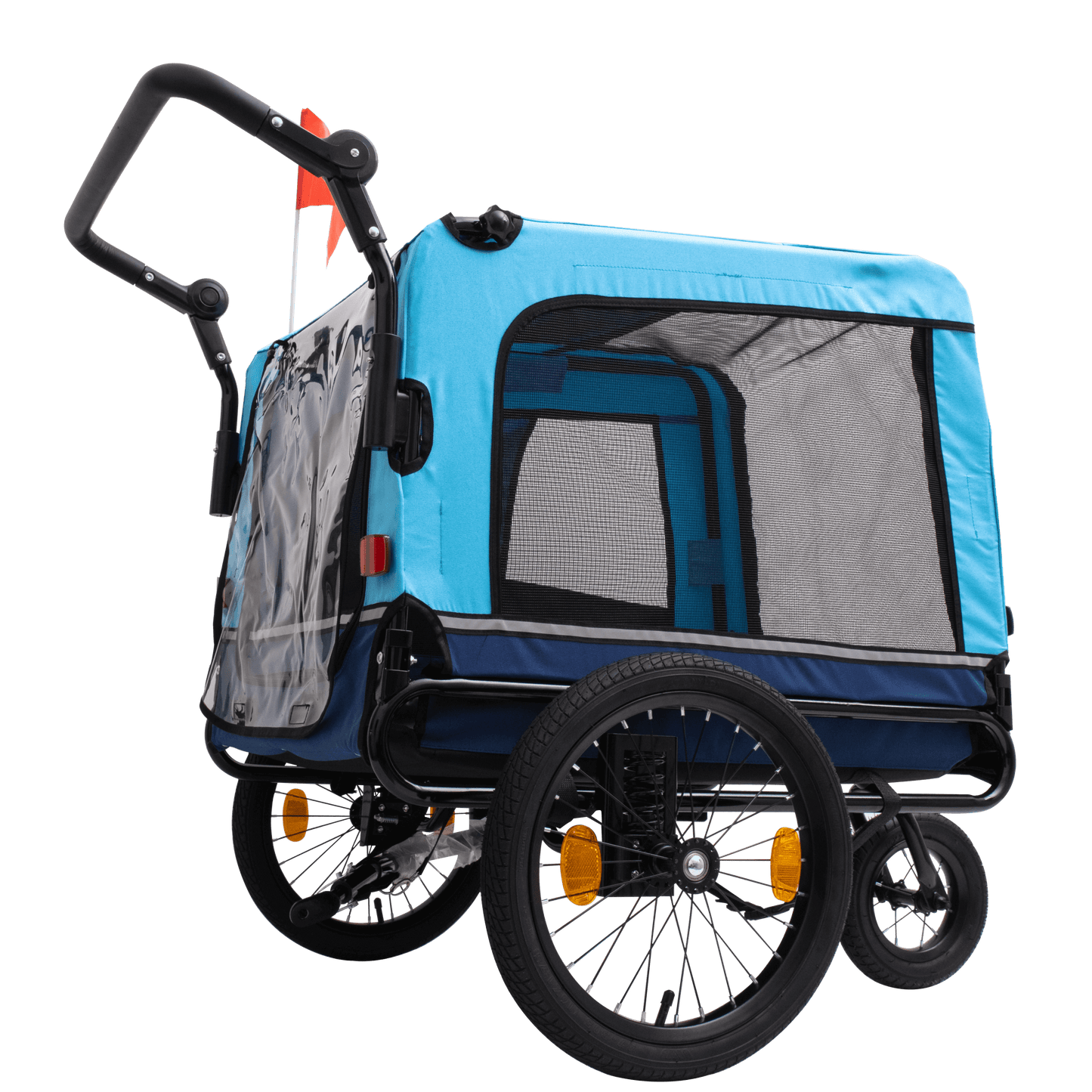 2-1 Foldable Stroller & Bicycle Trailer for Large Dogs, Blue