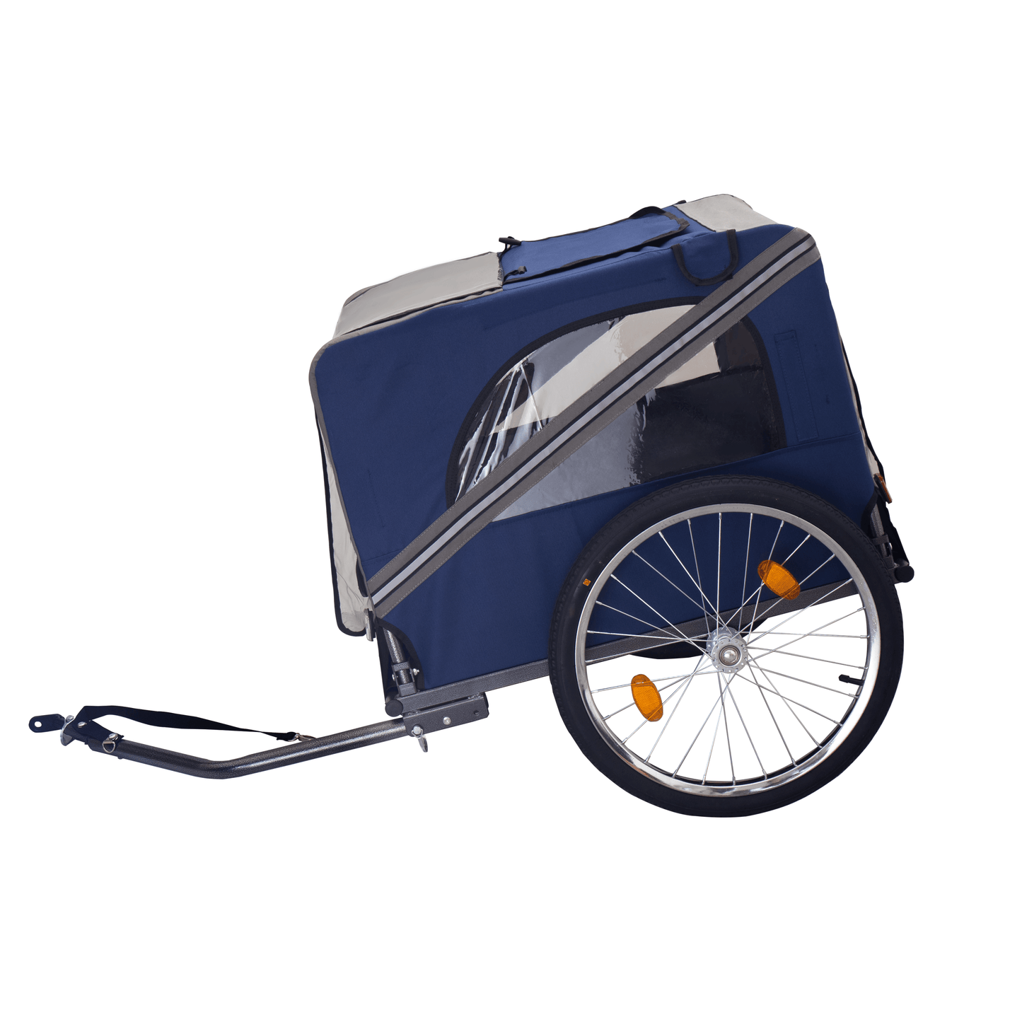 Foldable Bicycle Trailer for Large Dogs, Blue & Grey