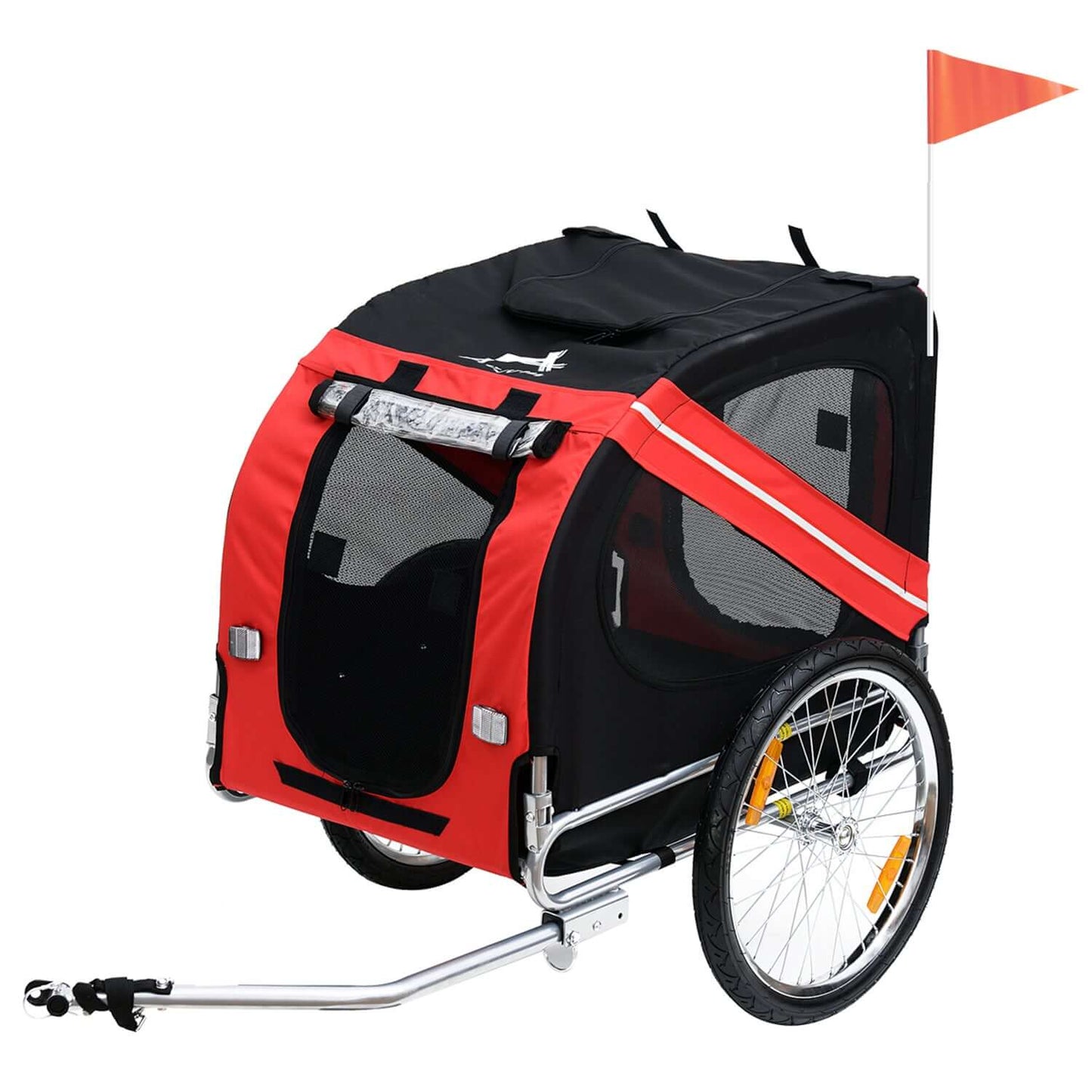 Aosom Foldable Bicycle Trailer for Medium Dogs, Red/Black