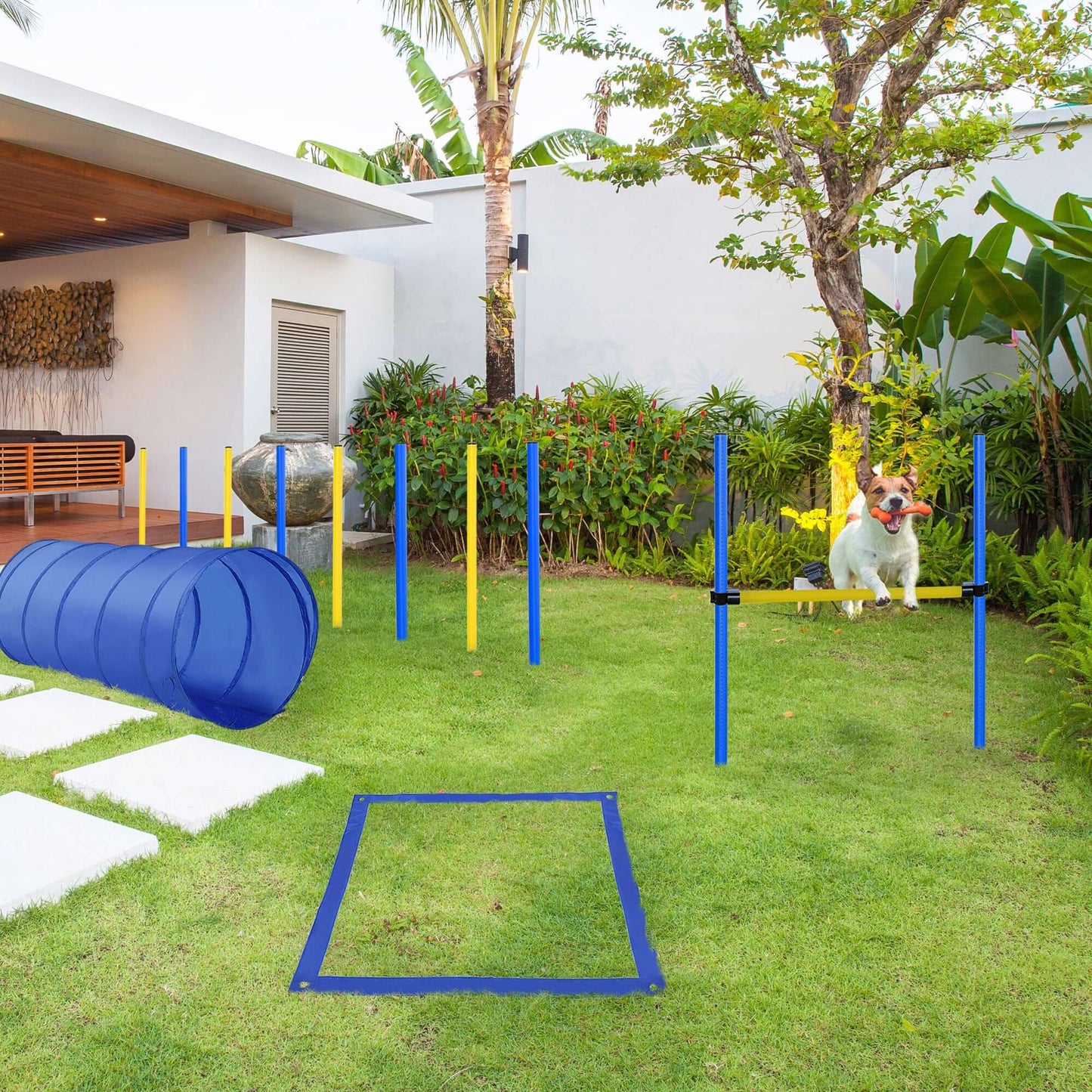 4PC Obstacle Dog Agility Training Course with Carrying Bag GIGA