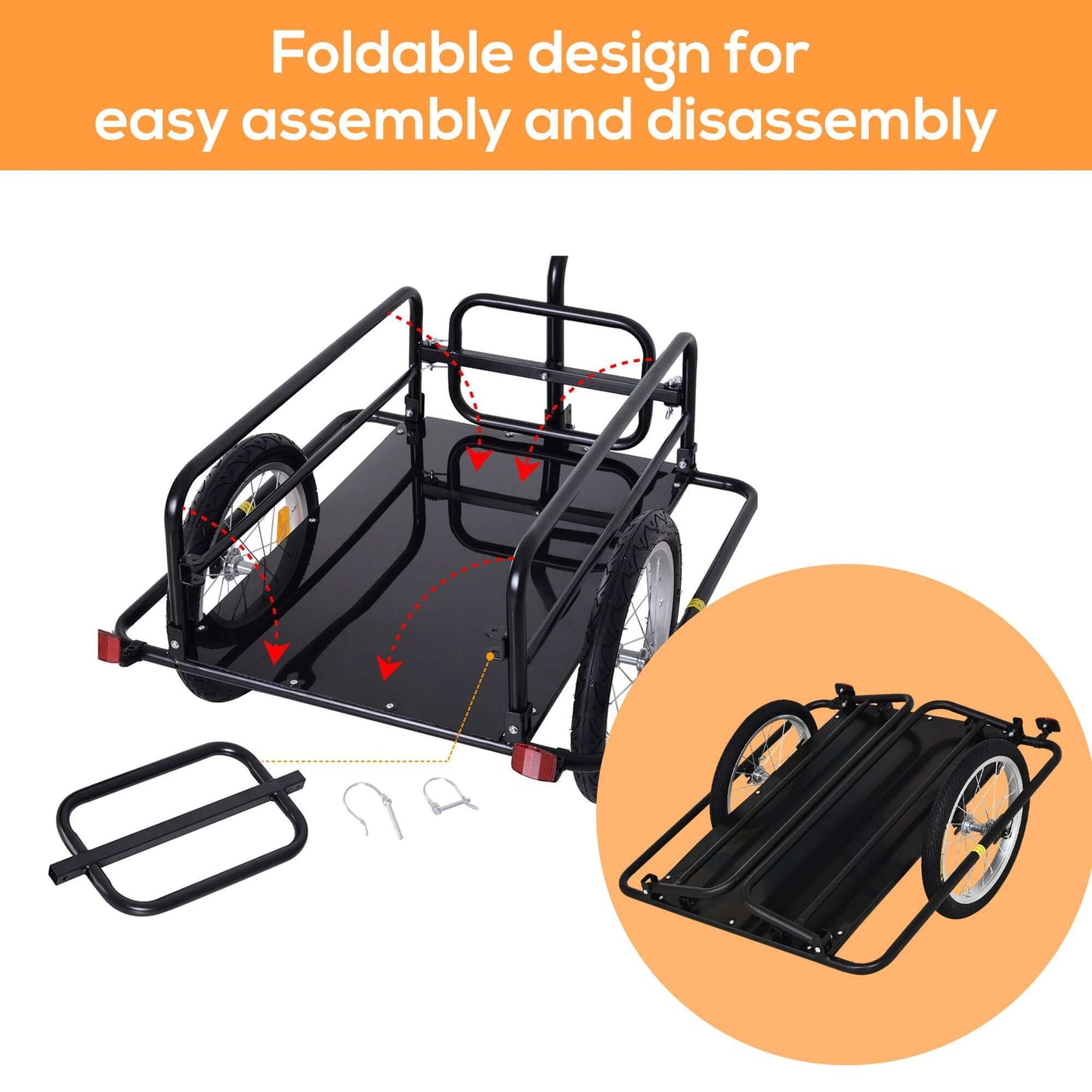 Aosom Foldable Bicycle Cargo Trailer, Black