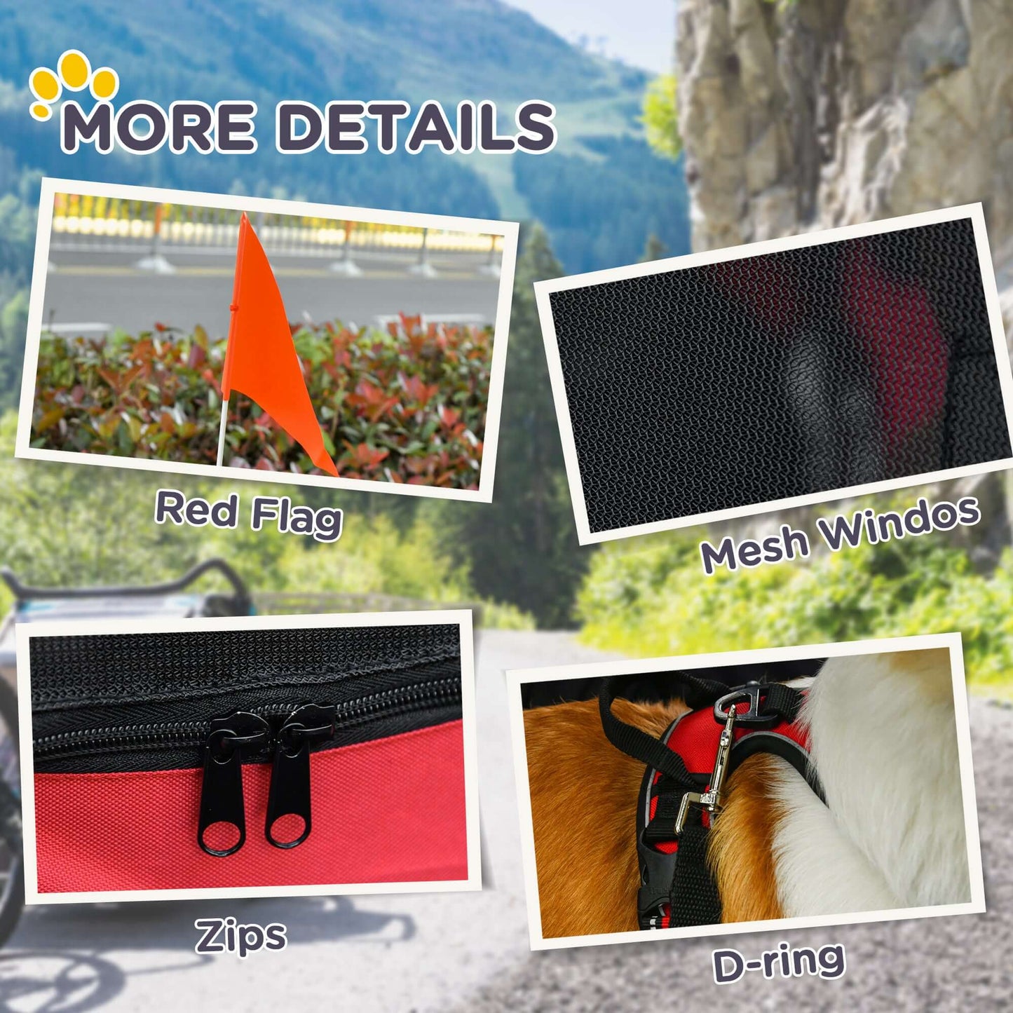 Aosom Foldable Bicycle Trailer for Medium Dogs, Red/Black