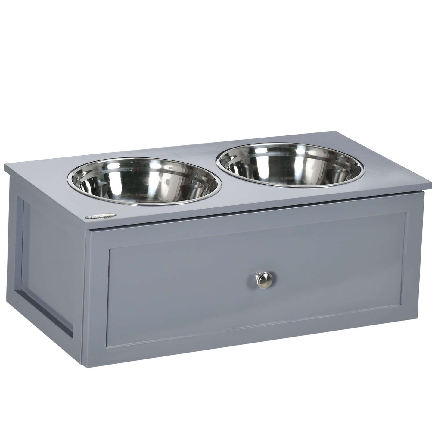 Dog Bowl Stand with Storage, Gray