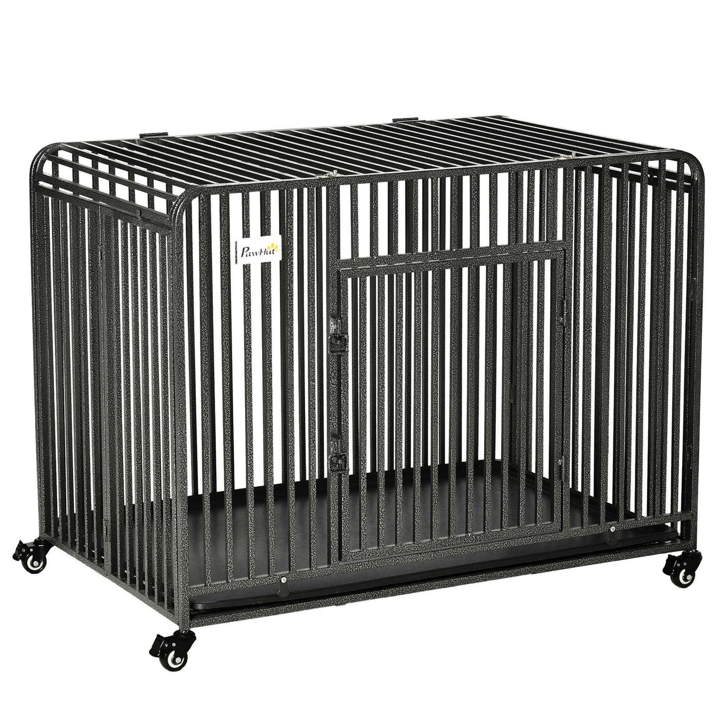43" Heavy Duty Dog Crate with Removable Tray & 4 Locking Wheels