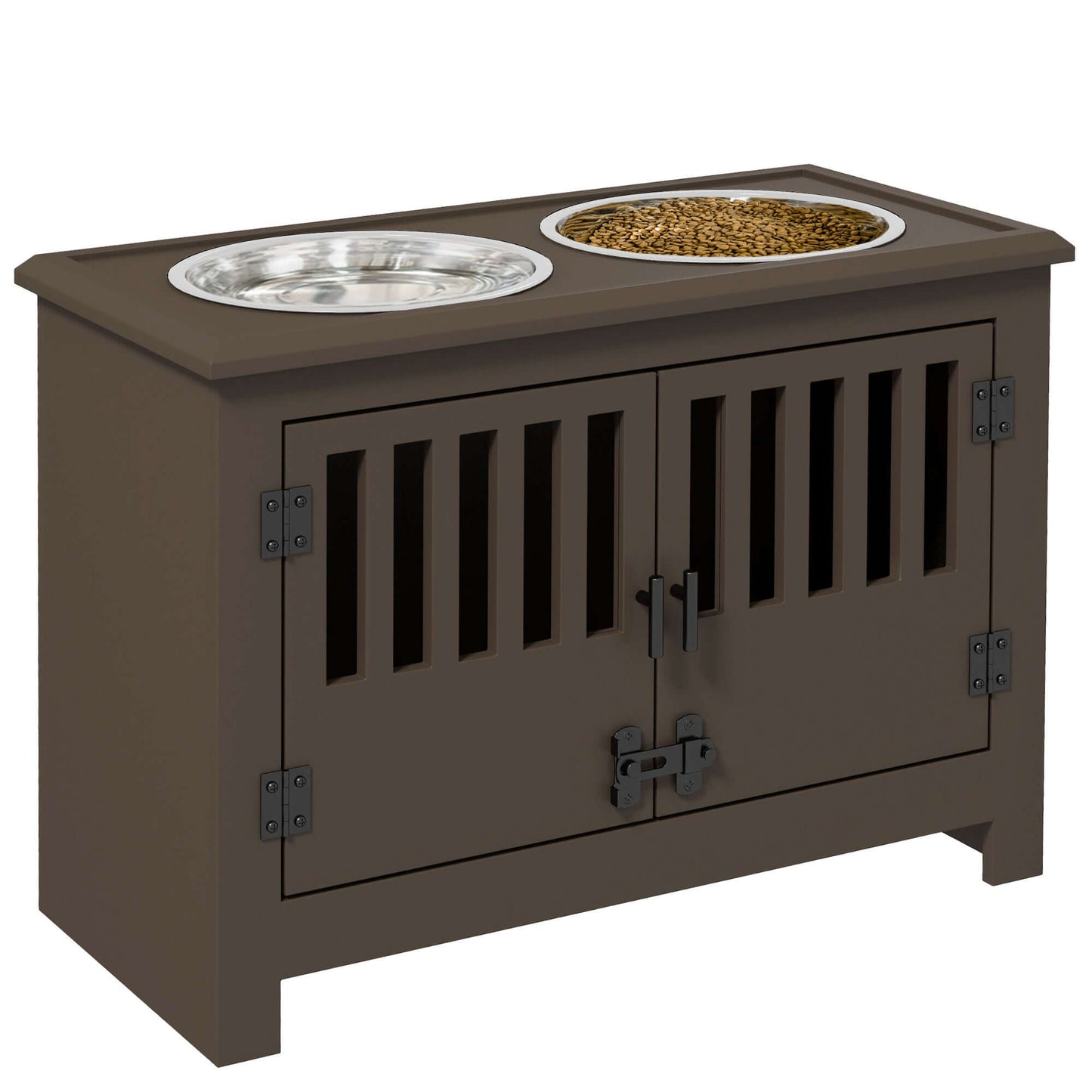 Elevated Dog Bowls with Storage Cabinet, Espresso