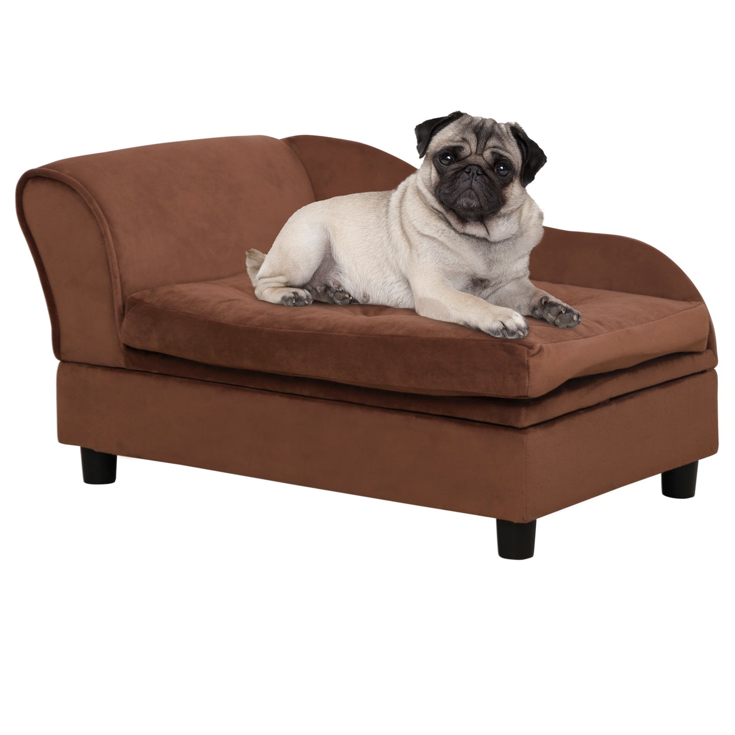 Pet Sofa, Hidden Storage, Soft Tufted Cushion, Brown