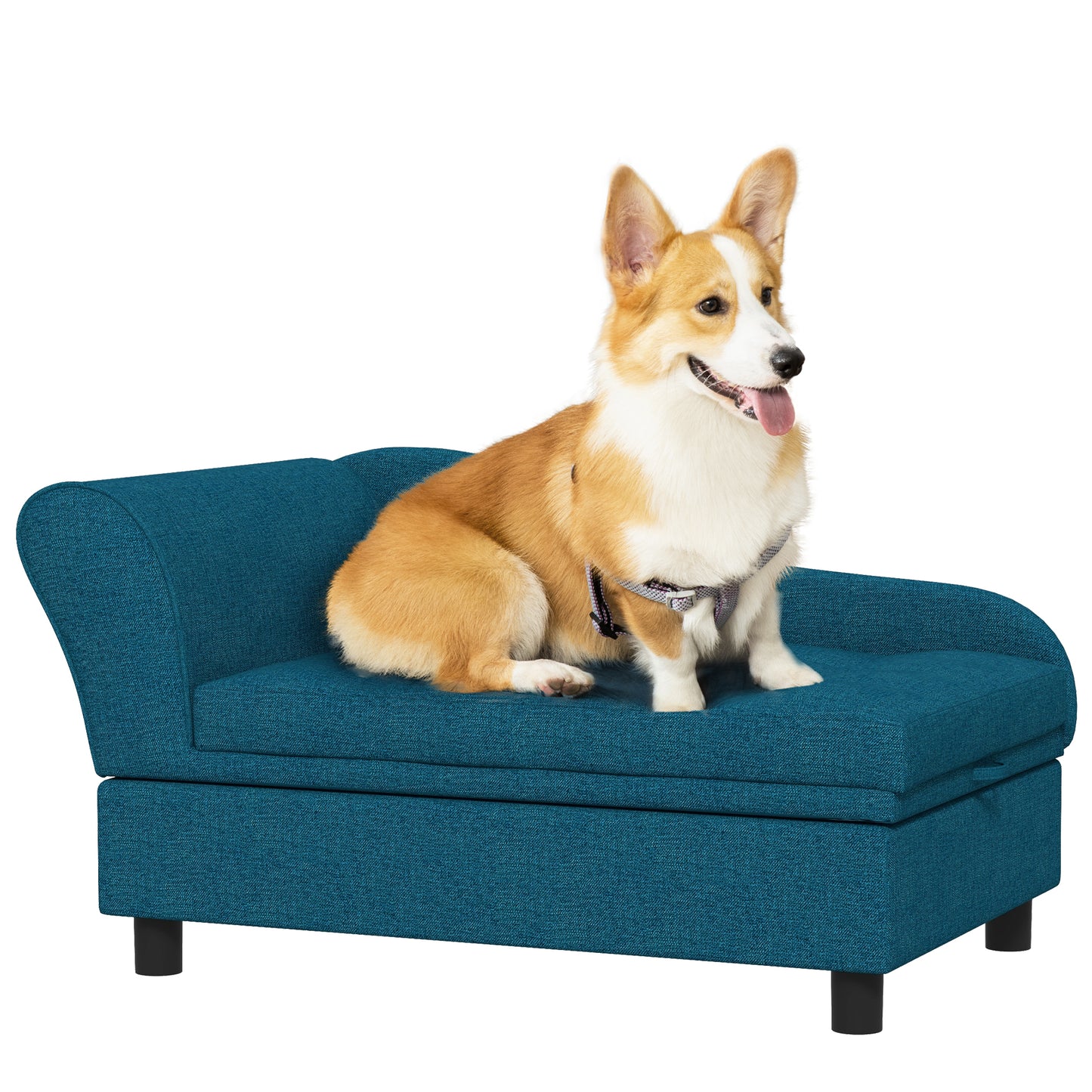 Pet Sofa, Hidden Storage, Soft Tufted Cushion, Dark Blue
