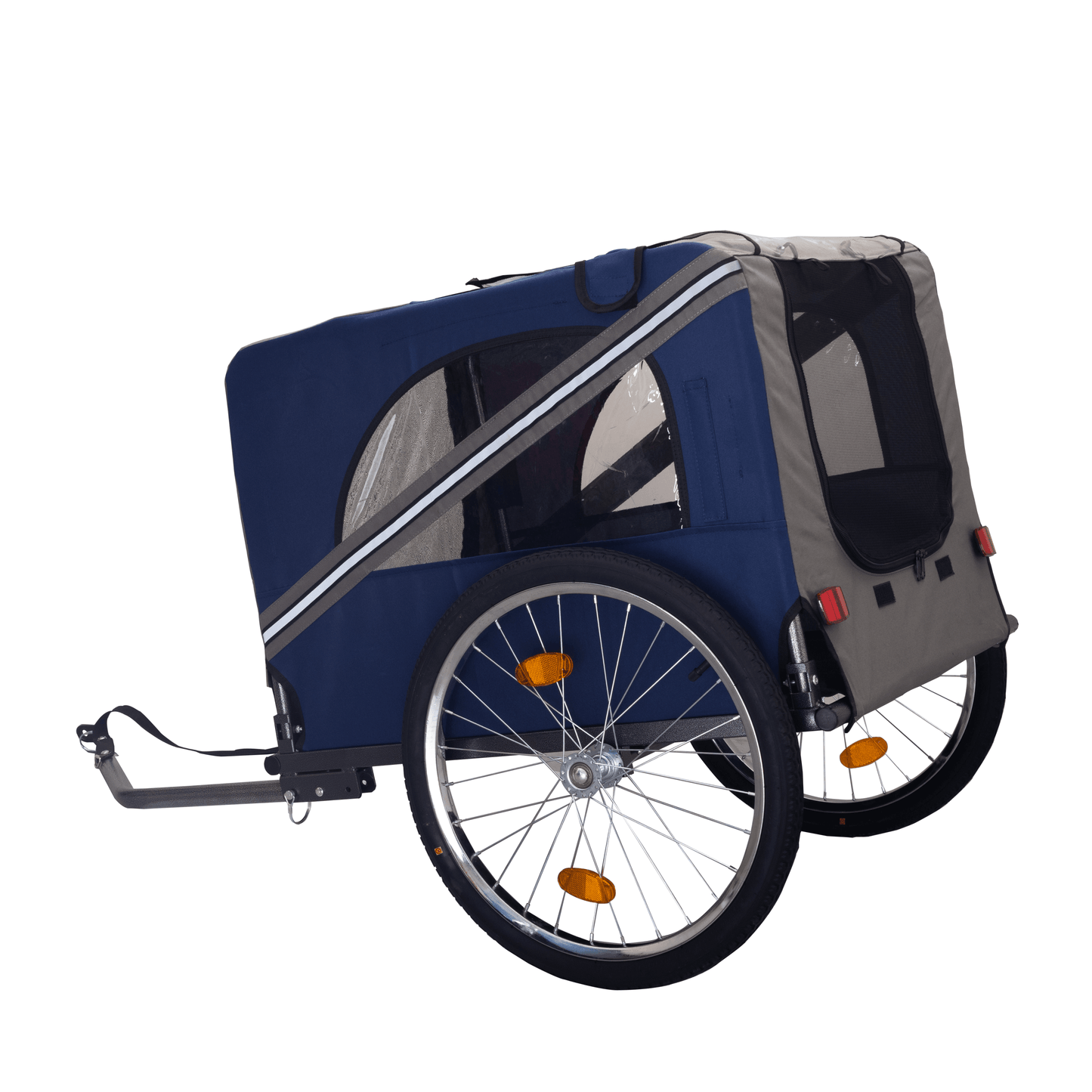Foldable Bicycle Trailer for Large Dogs, Blue & Grey
