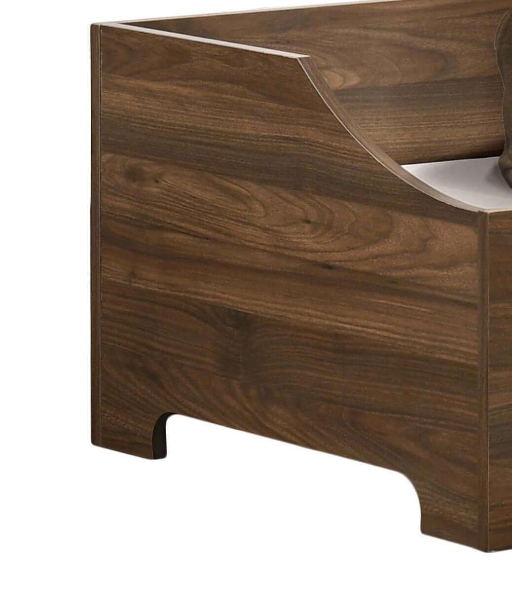 Modern Dog Bed with Cushion, Gibson Brown, Alder Wood Finish, 36" Wide GIGA