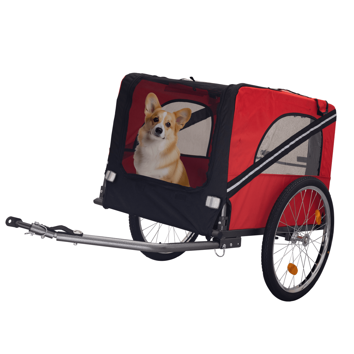 Foldable Bicycle Trailer for Medium Dogs, Red & Black