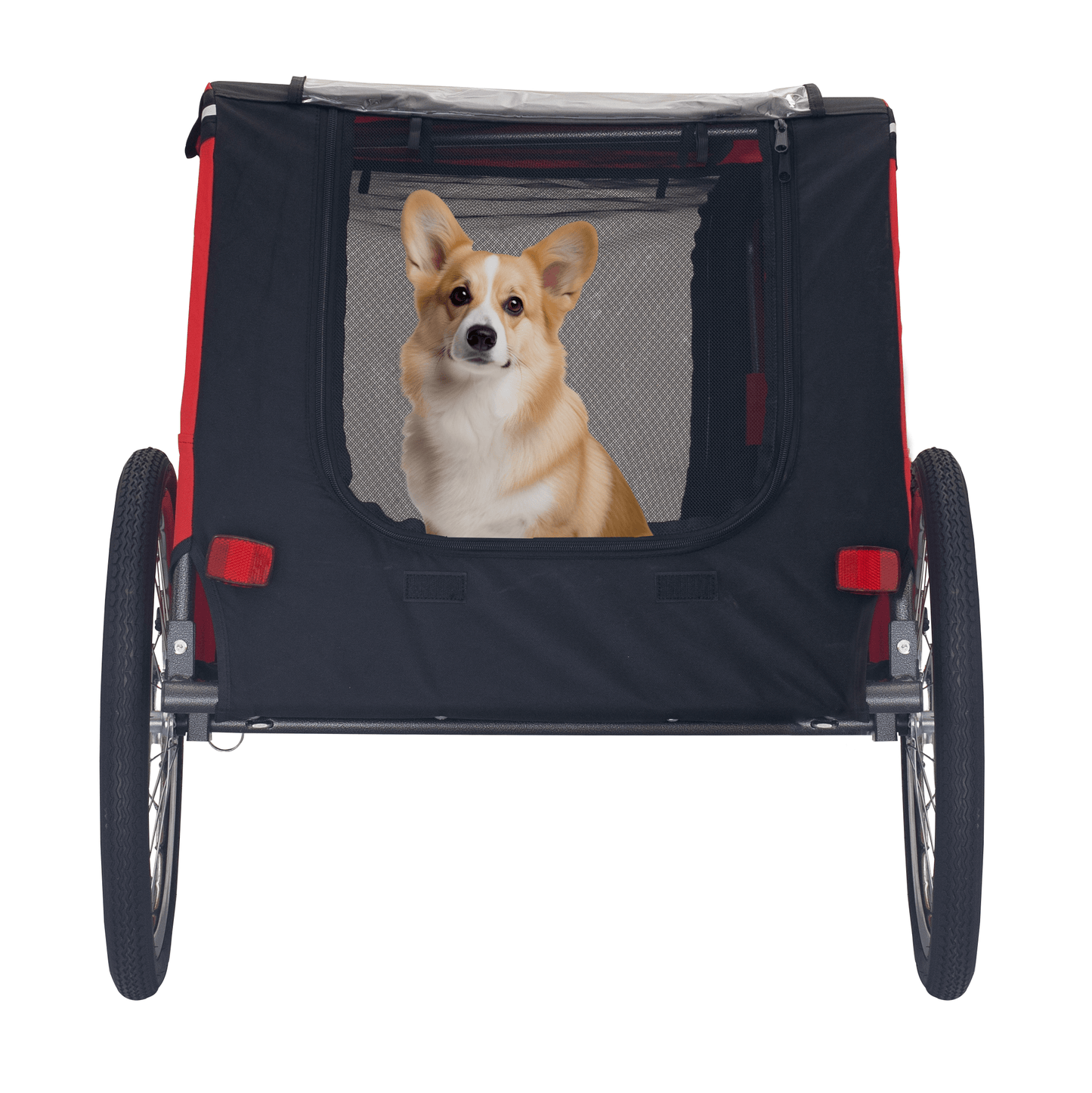 Foldable Bicycle Trailer for Medium Dogs, Red & Black