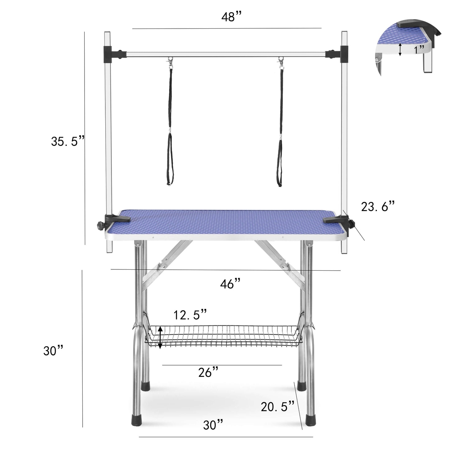 46" Folding Pet Grooming Table, Blue
