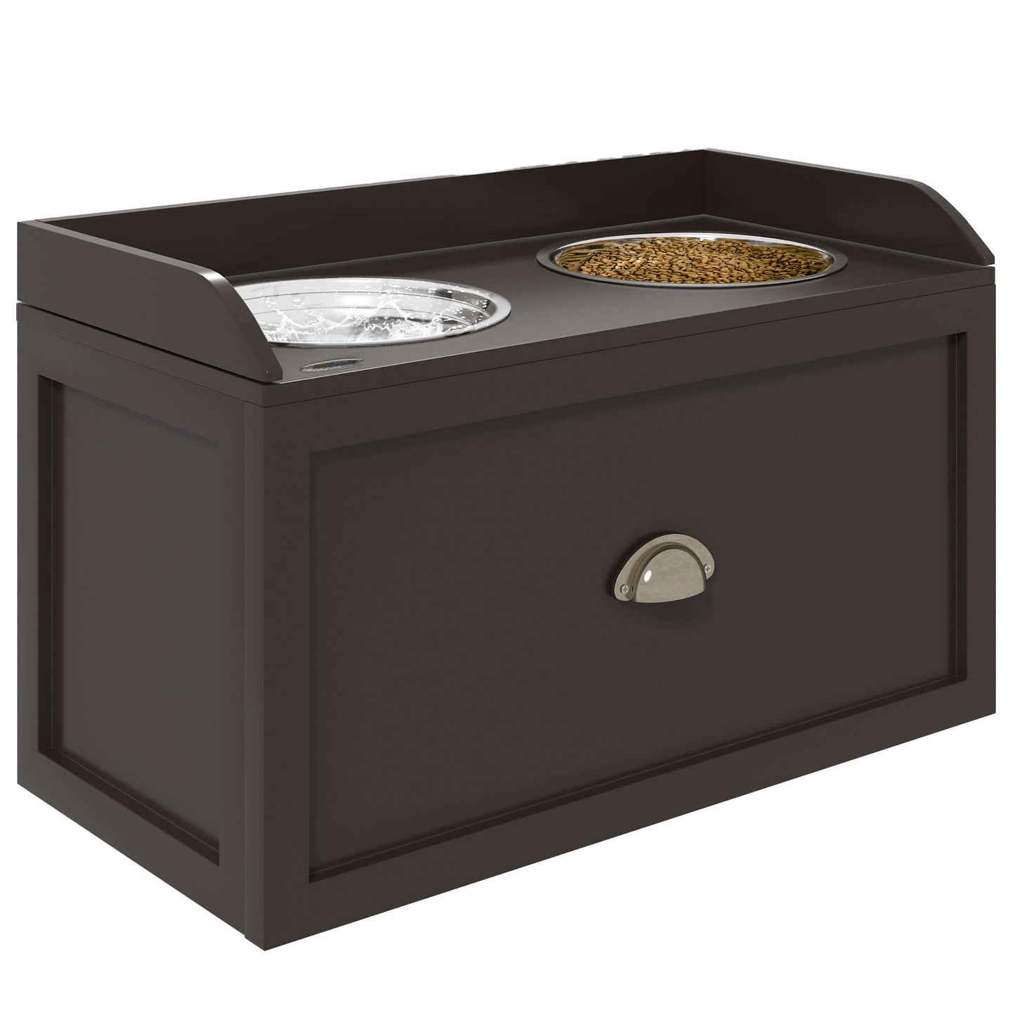 Dog Feeding Station with Storage Drawer, Cabinet, Coffee