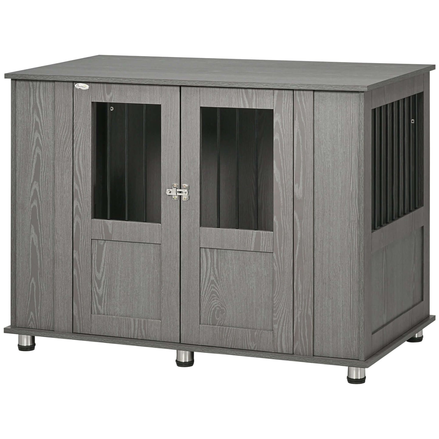 46" Dog Crate Furniture, Lockable Magnetic Doors, Grey