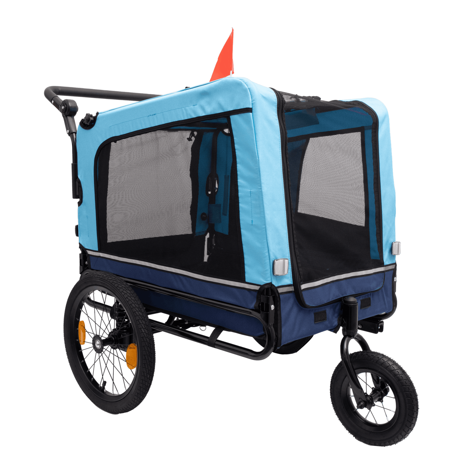2-1 Foldable Stroller & Bicycle Trailer for Large Dogs, Blue