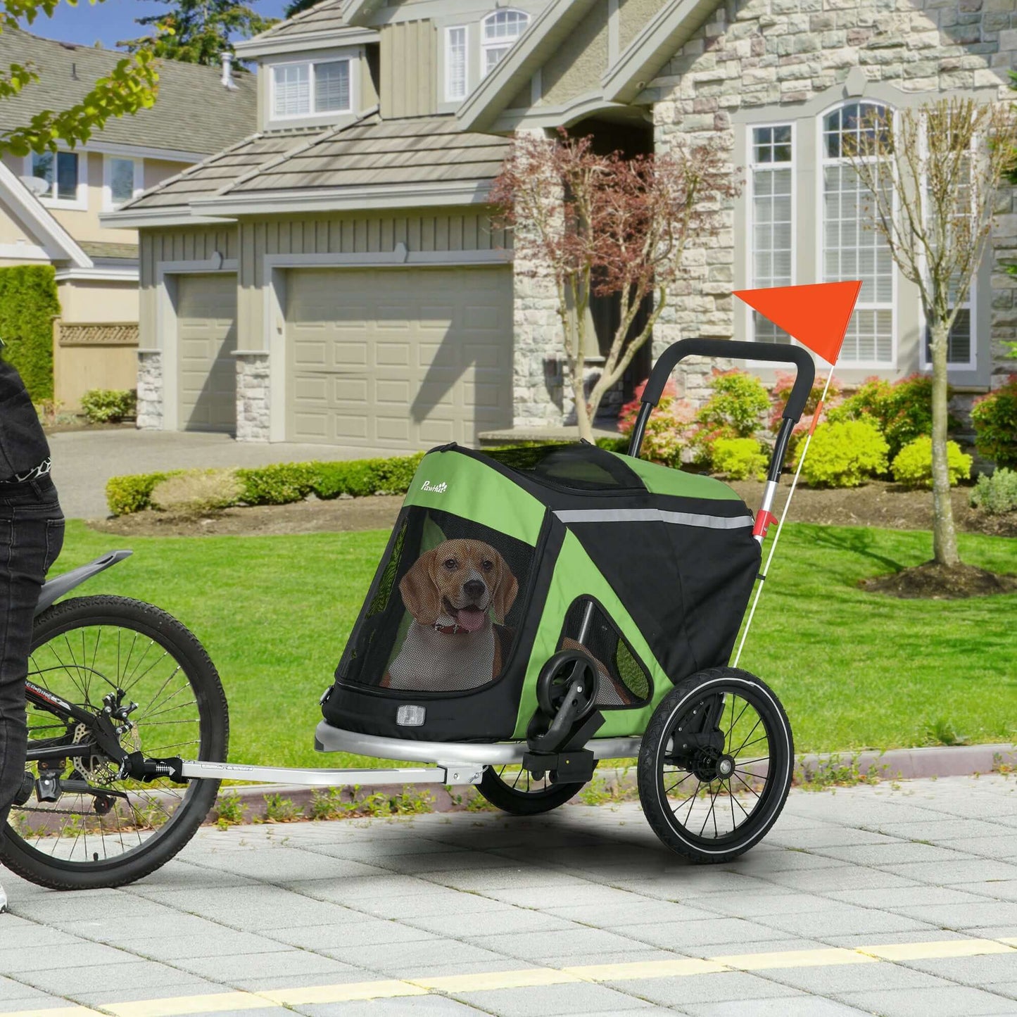 Aosom 2-in-1 Stroller & Bicycle Trailer for Small Dogs, Green
