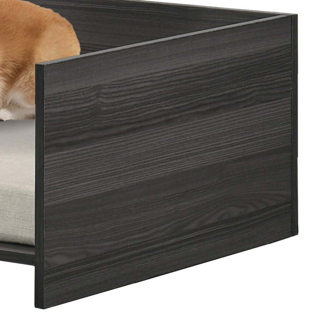 Modern Dog Bed with Cushion and Side Storage Compartment, Esme Ash Gray, 47" Wide GIGA