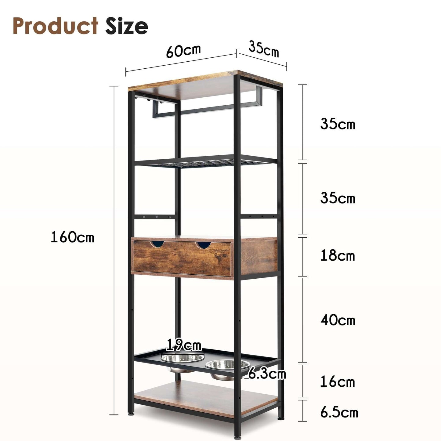 Feeding Station,3 Height Adjustable Raised Dog Bowls for Large and Medium Dogs, Storage with shelves - supdog