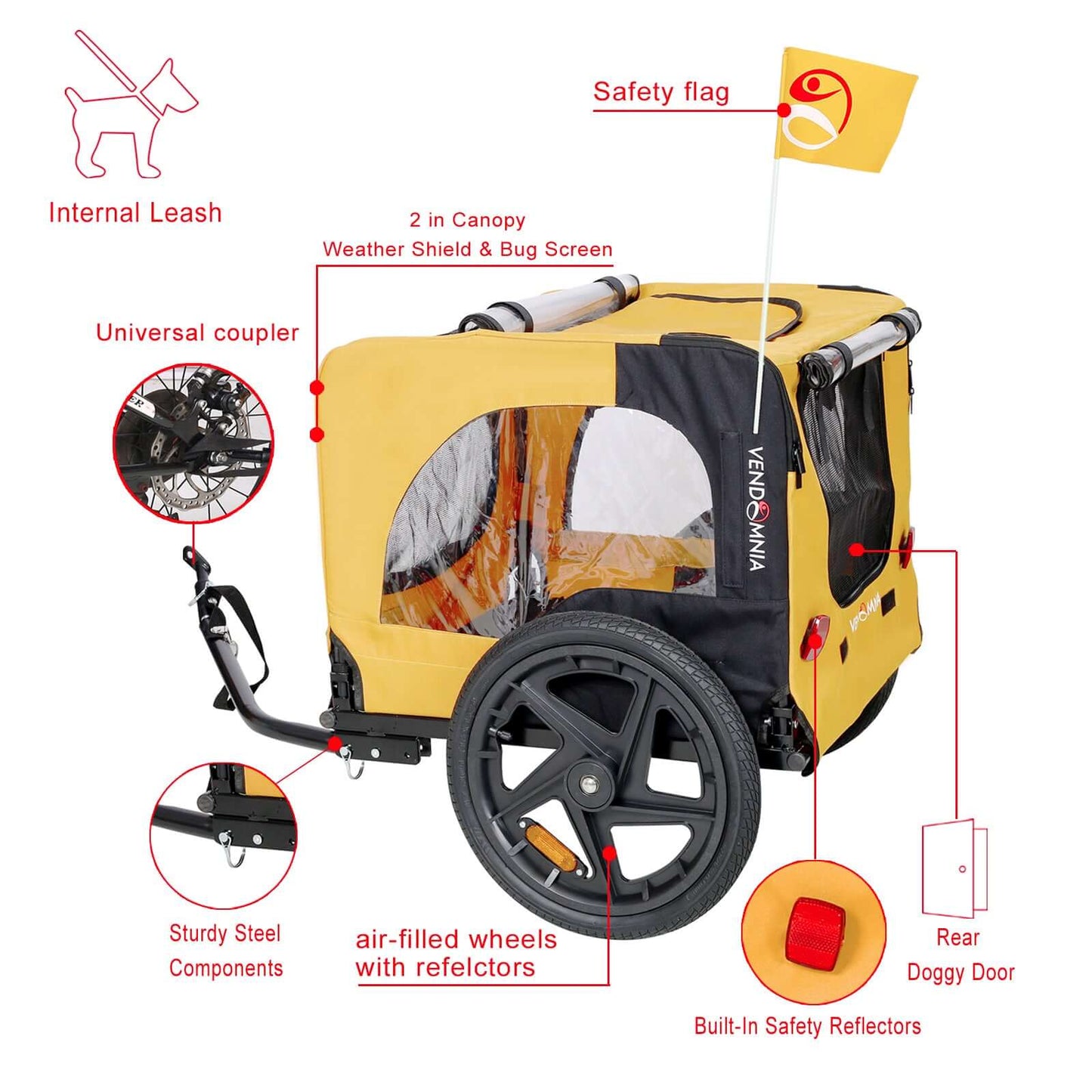 Foldable Dog Stroller, Bicycle Trailer - supdog