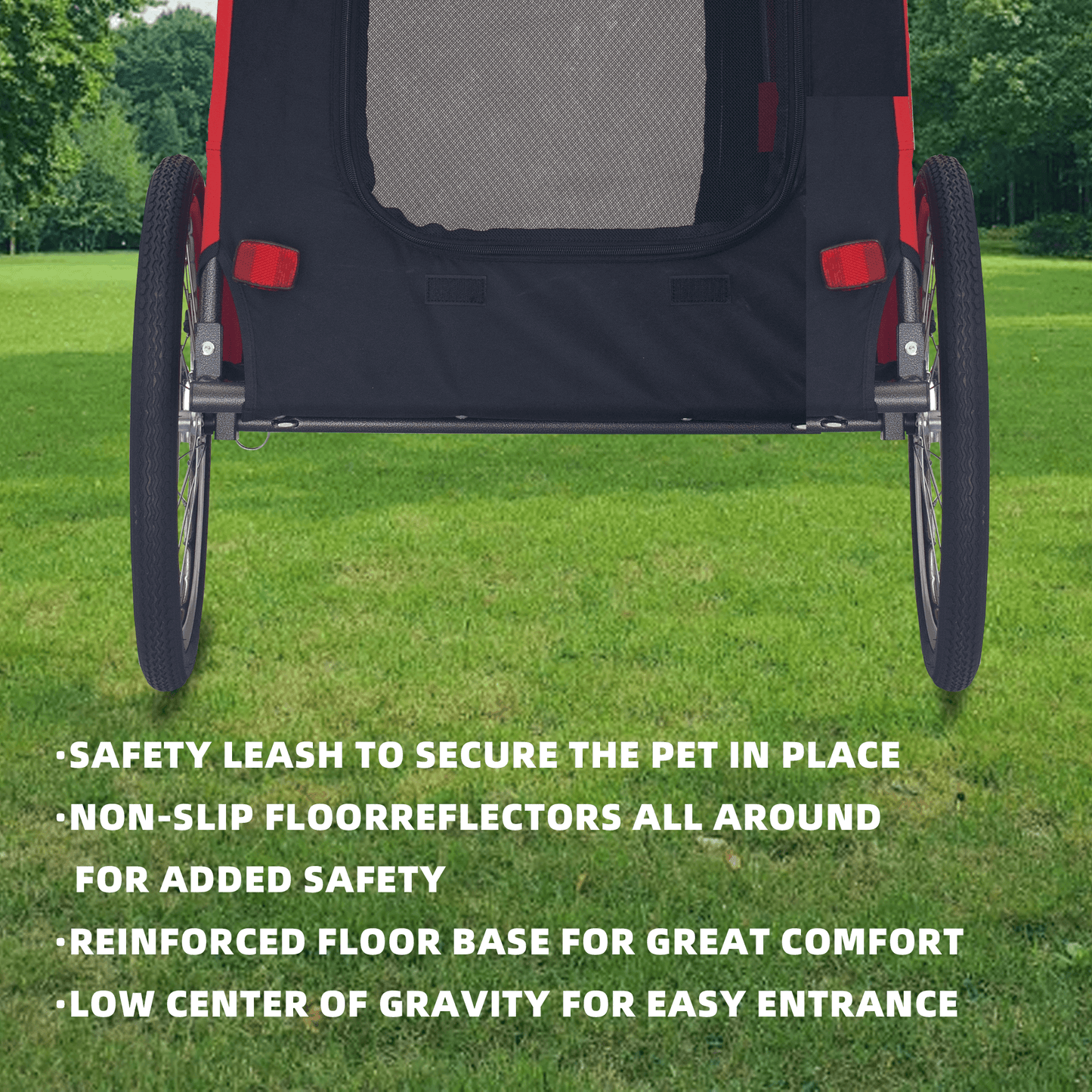 Foldable Bicycle Trailer for Medium Dogs, Red & Black