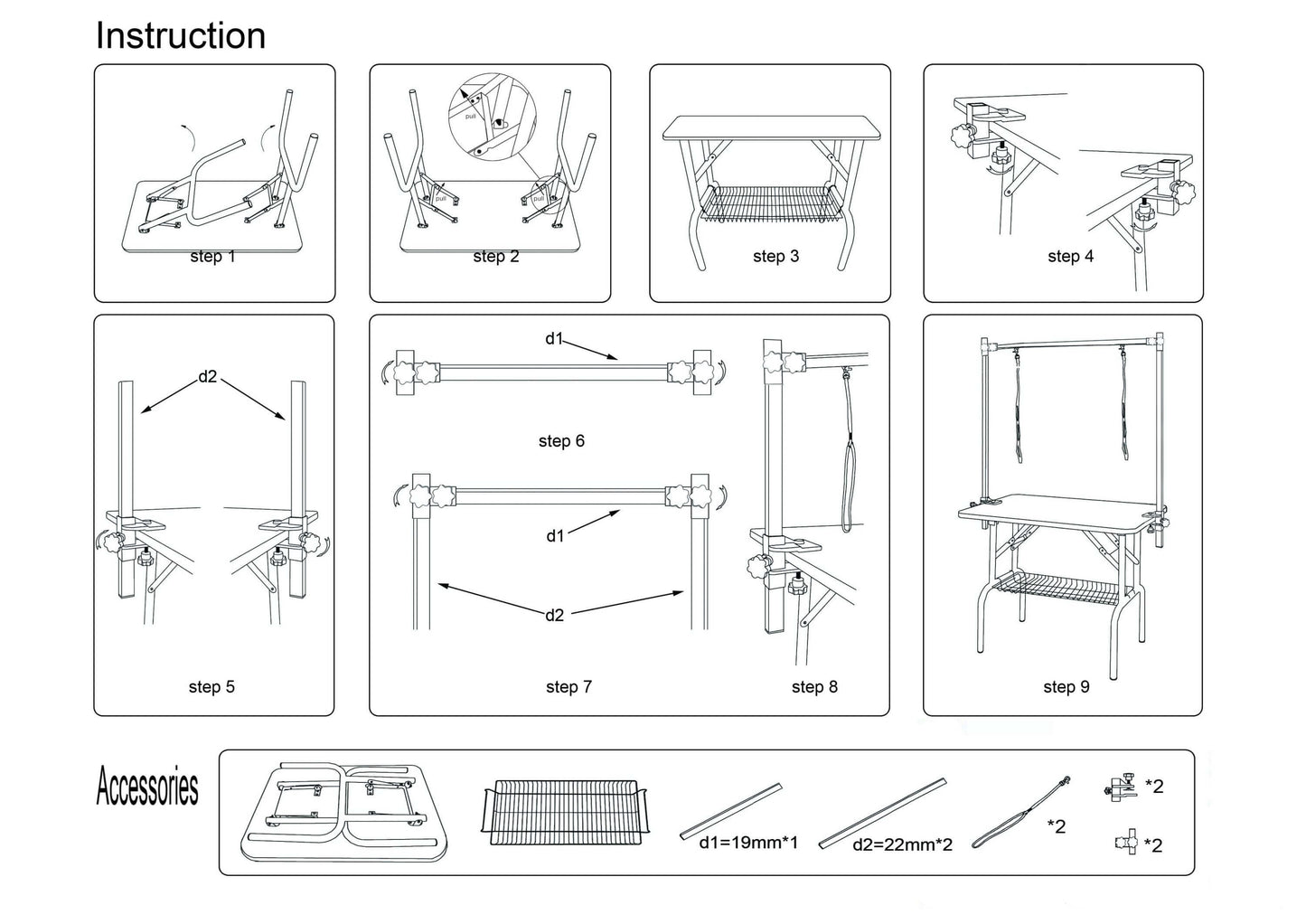 42" Folding Pet Grooming Table, Silver