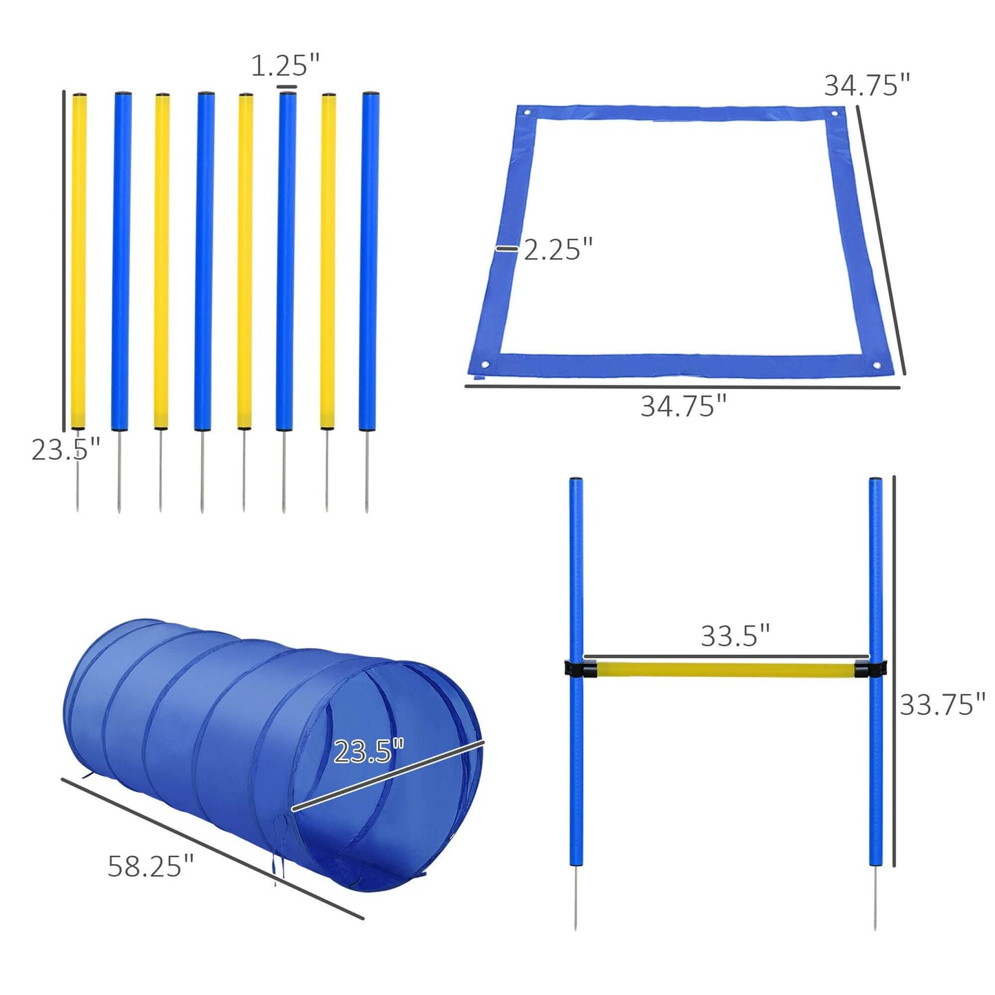 4PC Obstacle Dog Agility Training Course with Carrying Bag GIGA