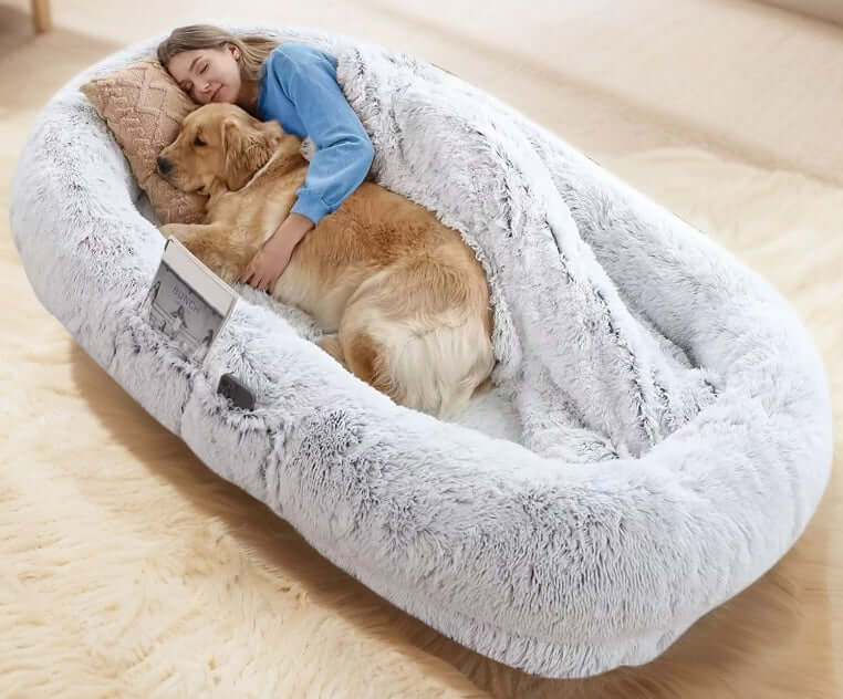 Human Dog Bed, Fits You and Pet, Grey