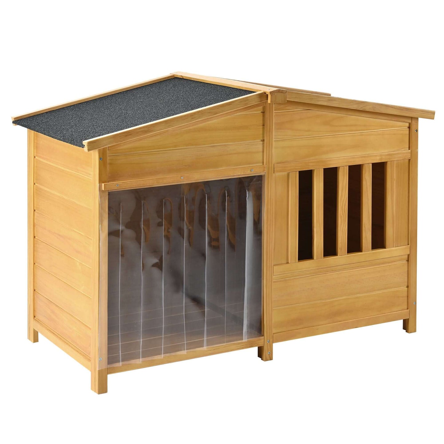 47.2" Wooden Dog House With Porch, Solid Wood, Weatherproof - supdog