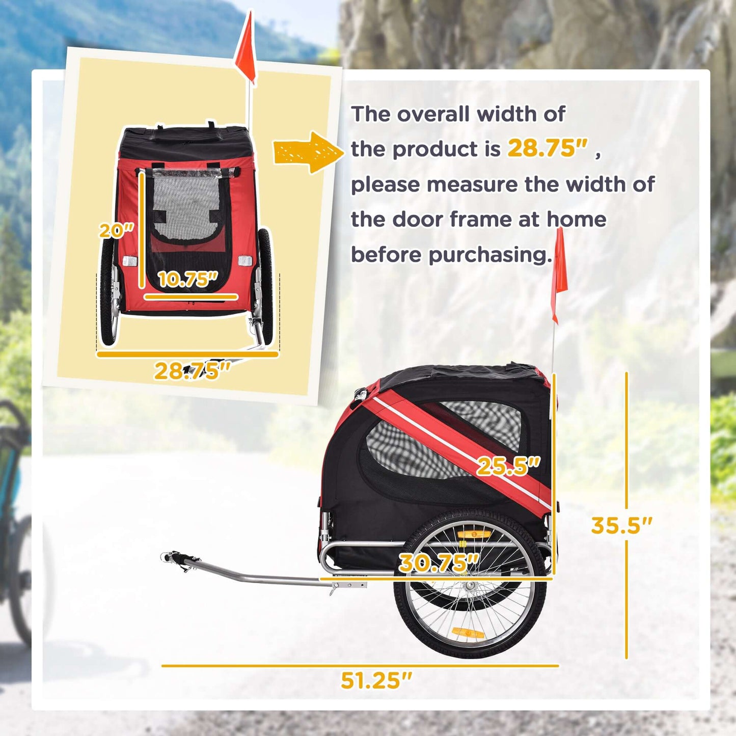 Aosom Foldable Bicycle Trailer for Medium Dogs, Red/Black