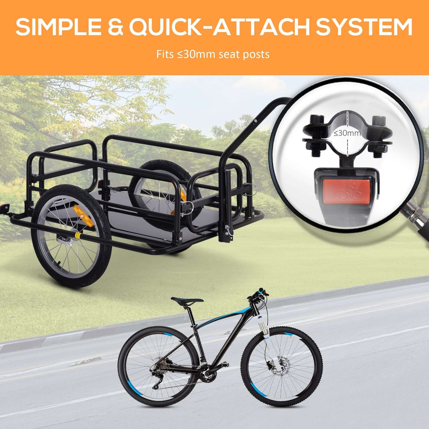 Aosom Foldable Bicycle Cargo Trailer, Black