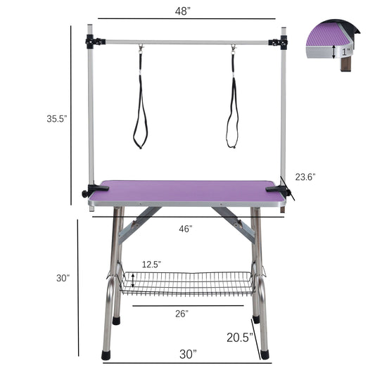 46" Folding Pet Grooming Table, Purple