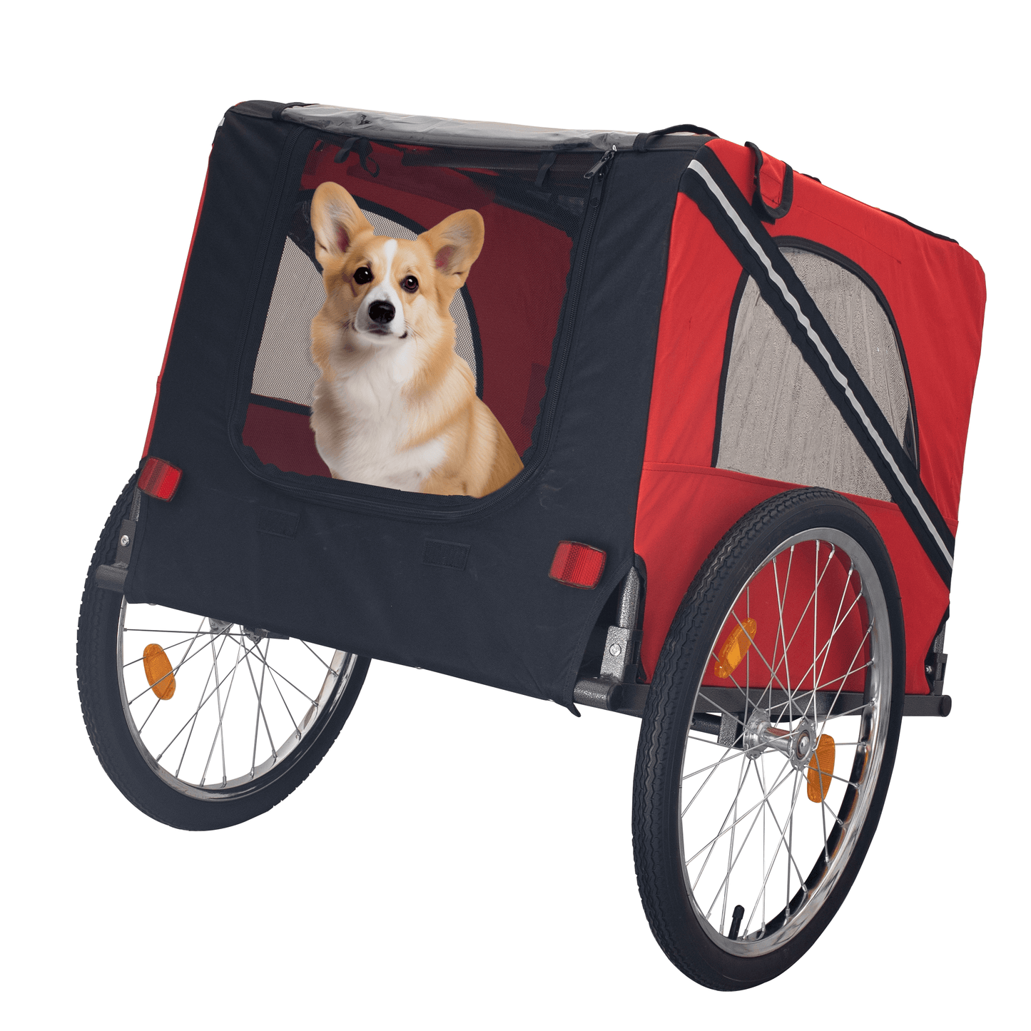 Foldable Bicycle Trailer for Medium Dogs, Red & Black