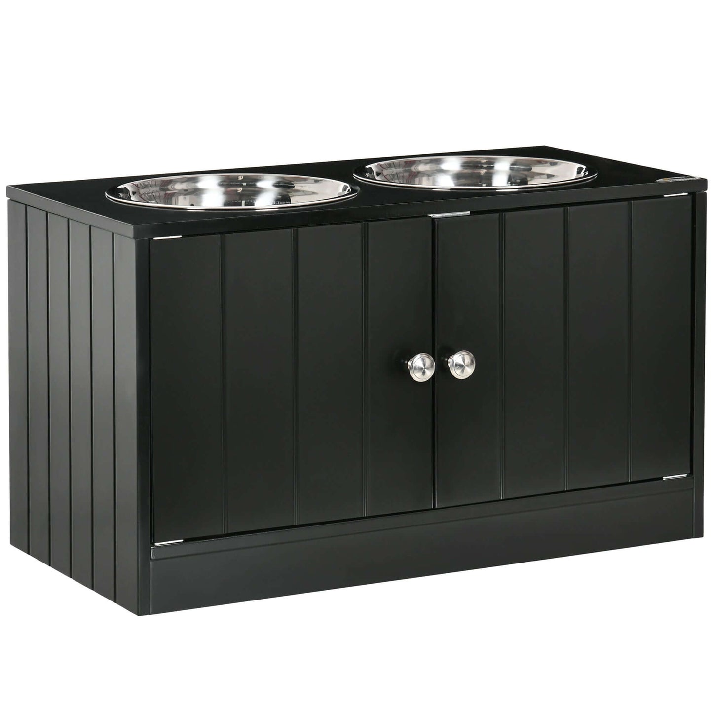 Sleek Black Dog Food Storage Cabinet | Magnetic-Door Dog Feeding Station GIGA