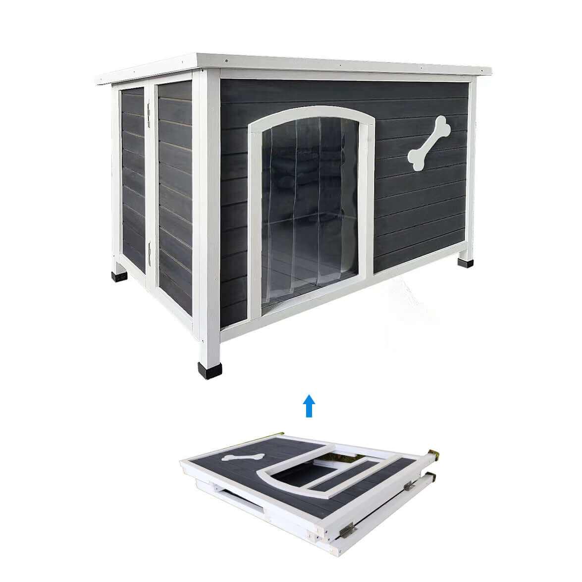 40" Wooden Dog House, Indoor & Outdoor, Foldable - supdog