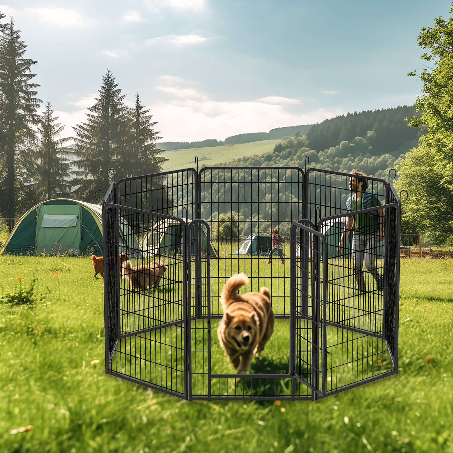 Heavy-Duty Playpen, 8 Panel with Door, 39.37' h