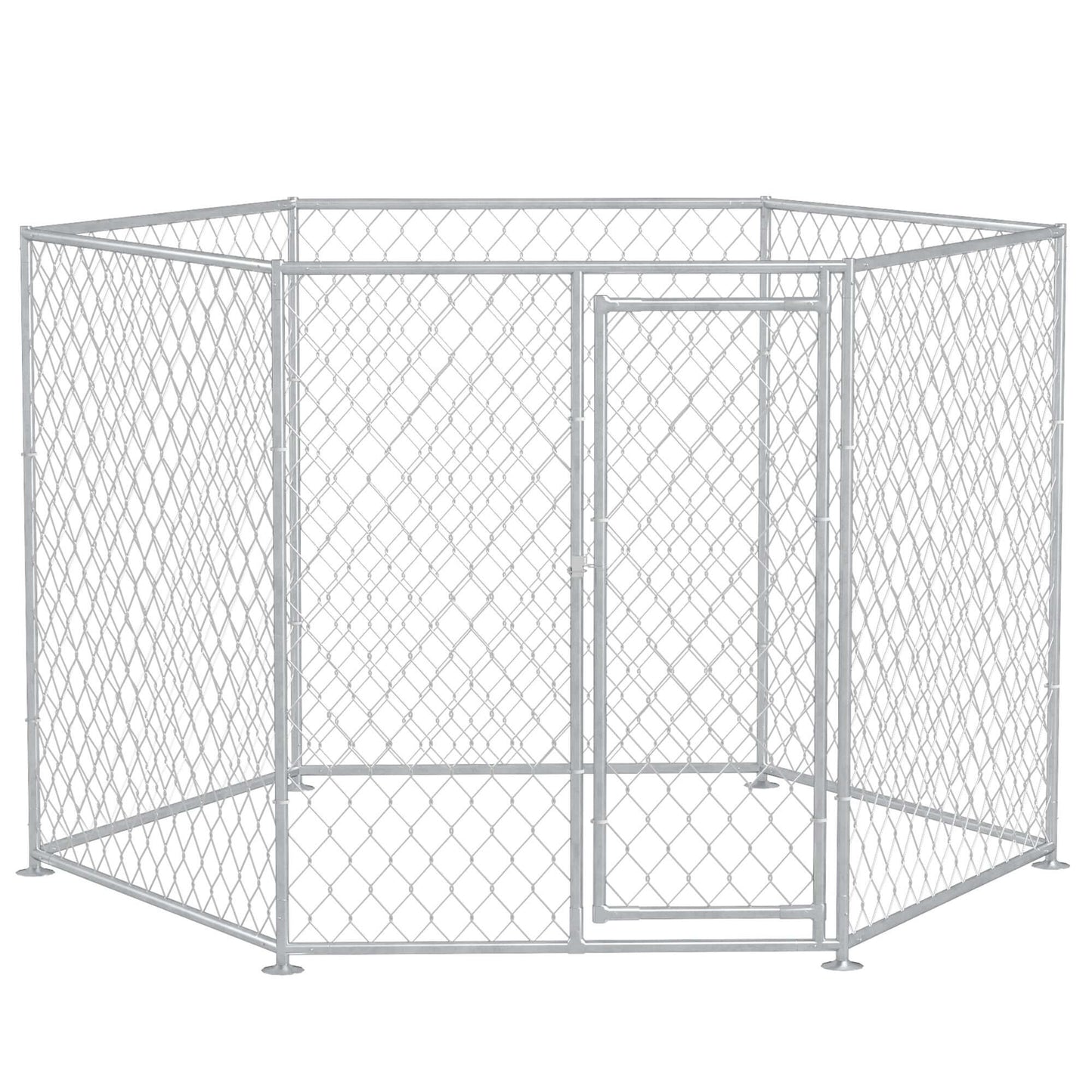 Outdoor Dog Run, Lockable Door, Medium and Large-Sized Dogs, Silver