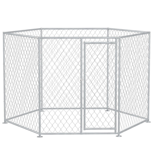 Outdoor Dog Run, Lockable Door, Medium and Large-Sized Dogs, Silver