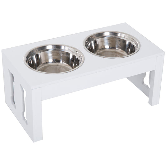 23" Decorative Dog Bone Elevated Feeding Station, White