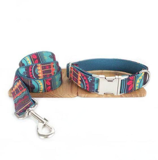 Colored Pattern Set Dog Collar and Leash cjdropshipping