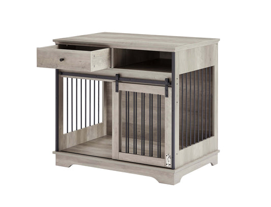 36" Dog Crate with Drawer and Sliding Door, Grey GIGA