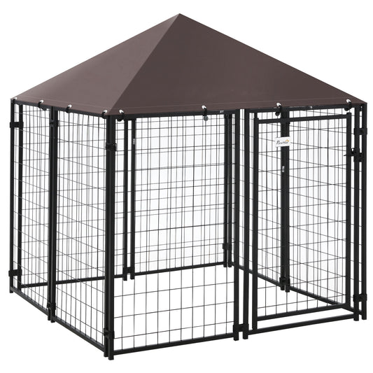 5' x 5' x 5' Dog Kennel Outdoor, Water-and UV-Resistant Canopy, Jet Black