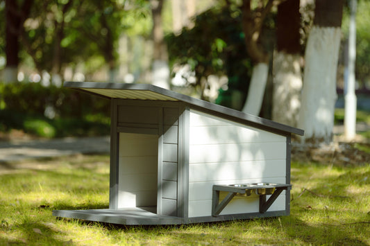 44" Dog House With Food bowl, 4 swivel wheels